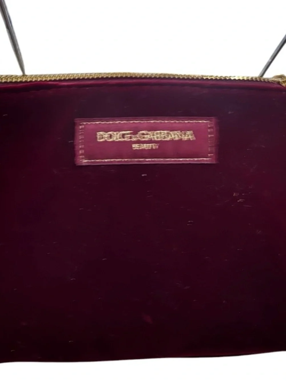 Promotional Release Dolce & Gabbana Beauty Red Maroon Zipper Pouch Velour Velvet